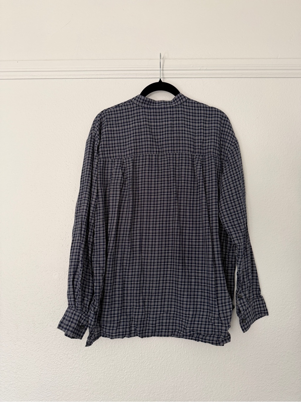 Madewell Abilene Plaid Popover Shirt navy blue white blouse 100% cotton light - Picture 5 of 5